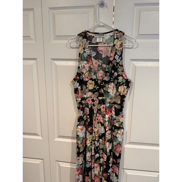 Vintage 90's R.J. Stevens floral sleeveless Maxi Dress Pockets Cottagecore - Picture 4 of 8